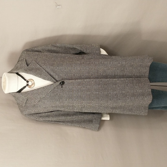 English Light Car Coat Charles Gray London Black & White Weave Cotton Classic S - Picture 1 of 8